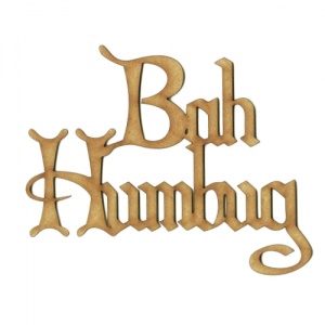 Bah Humbug - Wood Words in Christmas Card Font