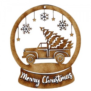 Truck & Christmas Tree - MDF Snow Globe Wood Shape