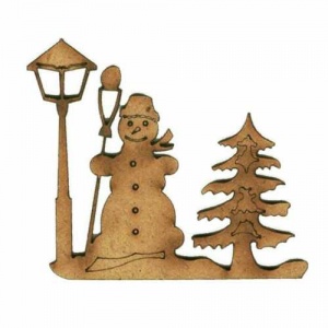 Snowman & Lamp Post Scene - MDF Wood Shape