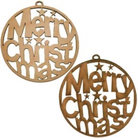 Merry Christmas Bauble - Decorative MDF & Birch Ply Wood Words - LARGE