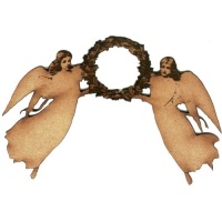 Vintage Angel Duo with Wreath - MDF Wood Shape