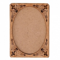 Plain ATC Wood Blank with Engraved Fleur De Lis Frame