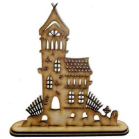 Haunted House with Turret and Stand - MDF Halloween Kit
