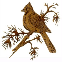 Cardinal on Snowy Fir Bough - MDF Bird Wood Shape