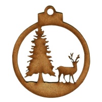 Reindeer & Fir Tree Bauble - MDF Wood Shape