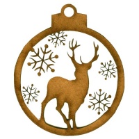 Reindeer & Snowflakes Bauble - MDF Wood Shape