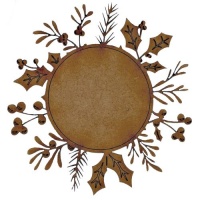 Christmas Foliage & Berries Round Banner - MDF Wood Shape