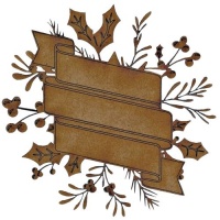 Christmas Foliage & Berries Triple Banner - MDF Wood Shape