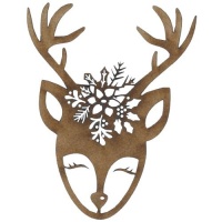 Whimsical Reindeer Outline - MDF Christmas Floral Wood Shape