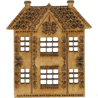 Folk Art Style Christmas House - MDF Wood Shape