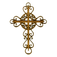 Curlicue Flourish Cross - MDF Wood Shape Style 1