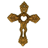 Fleur De Lis Cross - MDF Wood Shape Style 2