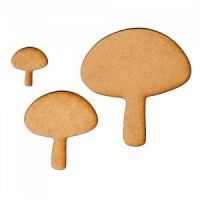 Button Mushroom Silhouettes x 3 - MDF Wood Shapes