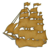 Galleon Boat MDF Wood Shape - Style 5