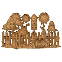 Summer Garden & Birdhouse Scene - MDF Wood Shape