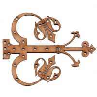 Ornate Fleur De Lis Decorative Hinge MDF Wood Shape