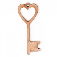 Heart Key MDF Wood Shape x 2