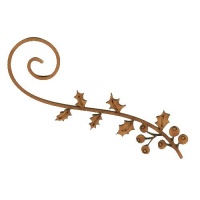 Holly Leaf & Berry Flourish - MDF Lace Cut Wood Shape