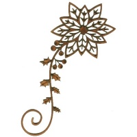 Poinsettia, Holly & Berry Corner Flourish - MDF Lace Cut Wood Shape