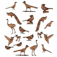 Sheet of Mini MDF Wood Birds - Exotic Birds