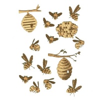 Sheet of Mini MDF Bees & Beehives