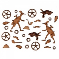 Sheet of Mini MDF Steampunk Motifs Style 1