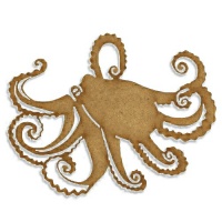 Octopus with Curled Tentacles - MDF Wood Shape