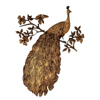 Peacock on Branch MDF Wood Bird Shape