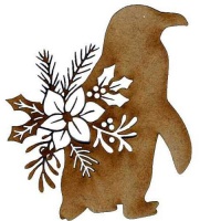 Penguin - MDF Christmas Floral Wood Shape