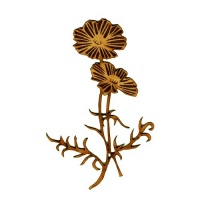 Poppy Flower Duo MDF Wood Shape - Style 3