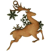 Leaping Reindeer & Snowflakes - MDF Wood Shape