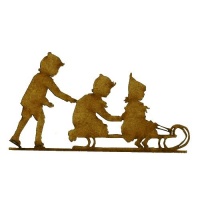 Children on Sled Silhouette - MDF Wood Shape