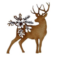 Alert Stag - MDF Christmas Floral Wood Shape