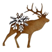 Bellowing Stag - MDF Christmas Floral Wood Shape