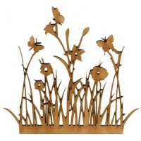 Wild Flowers & Butterflies MDF Wood Shape