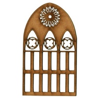 Stone Mullion Wide Arch Rose Window - MDF Wood Shape