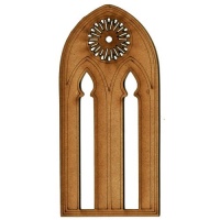 Stone Mullion Narrow Moorish Window with Rose - MDF Wood Shape