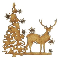 Winter Deer Scene Style 3 - MDF Wood Shape