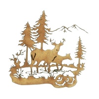 Winter Deer Scene Style 4 - MDF Wood Shape