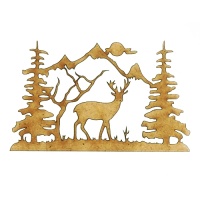 Winter Deer Scene Style 7 - MDF Wood Shape