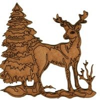 Winter Deer Scene Style 8 - MDF Wood Shape