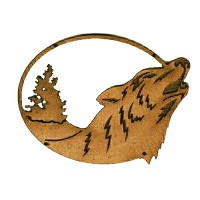 Howling Wolf Scene MDF Wood Shape - Style 1