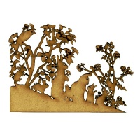 Rabbits & Birds MDF Wood Corner Embellishment - Style 54