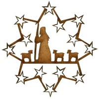 Shepherd, Lambs & Stars - MDF Wood Shape