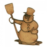 Snowman with Broom - MDF Wood Shape