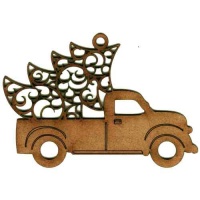 Vintage Truck with Filigree Tree - MDF Wood Shape