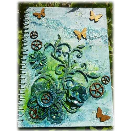 Flourishing Butterflies altered notebook by Alison - www.calicocraftparts.co.uk